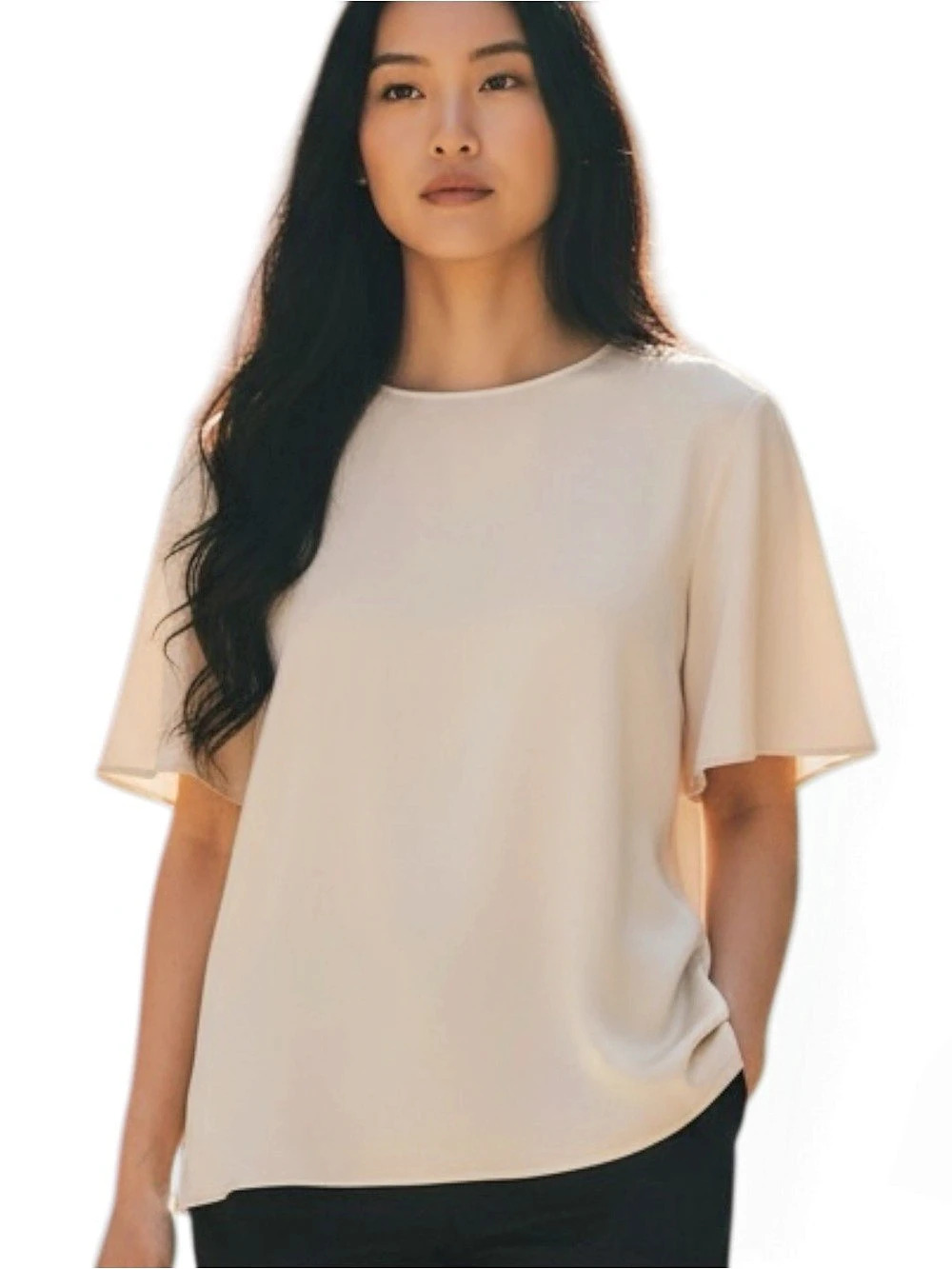 DUE per DUE 100% Silk Blouse Cream Size 14 NWT Old Money Y2K Office Quiet Luxury